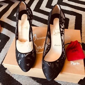 Christian Louboutin Black Lace Mesh Pumps
